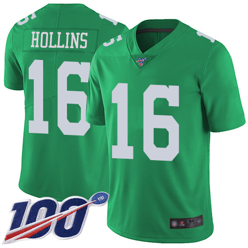 Men Philadelphia Eagles #16 Mack Hollins Limited Green Rush Vapor Untouchable NFL Jersey 100th Season Football->women nfl jersey->Women Jersey